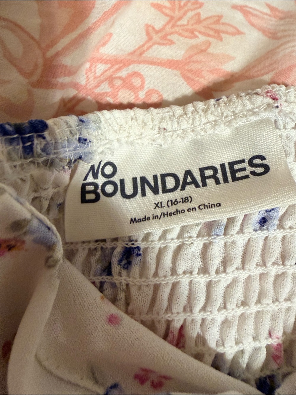No Boundaries White Floral Smocked Skort with Pink and Blue Accents
